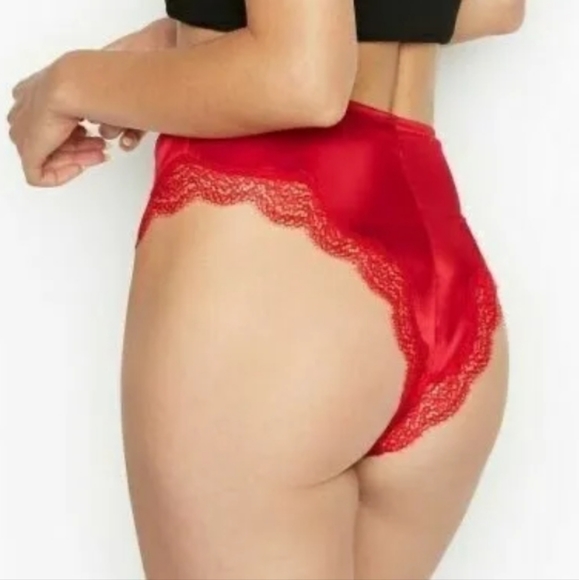 Victoria Secret Dream Angels Satin High Waist Thong Panty (Red) - Picture 2 of 4